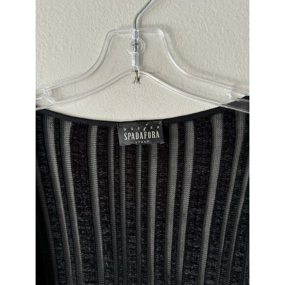 Vintage Marina Spadafora Italy Textured Black Open Cardigan Mesh Stripes READ - Picture 5 of 13